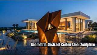 De monoliet - Geometrisch abstract cortenstaalsculptuur