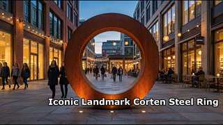Monumentaal cortenstalen ringsculptuur