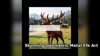 Aangepaste levensgrote geometrische metalen elanden tuinbeeld
