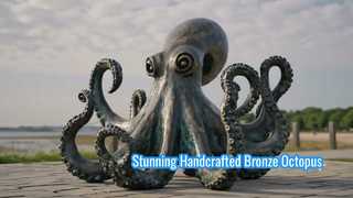Handgemaakt bronzen reuzenoctopusbeeld | Kust- en nautische thuiskantoordecoratie