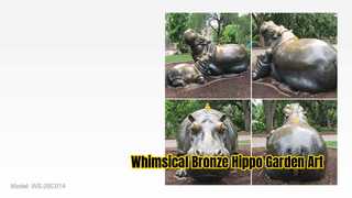 Bronzen sculptuur moeder en baby nijlpaard