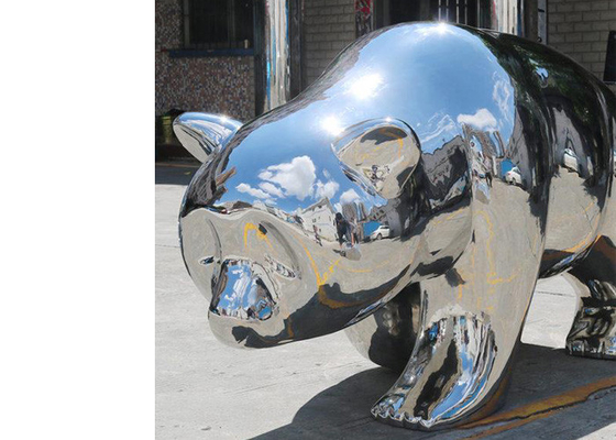 Contemporary Mirror Stainless Steel Bear Sculpture 55cm Height