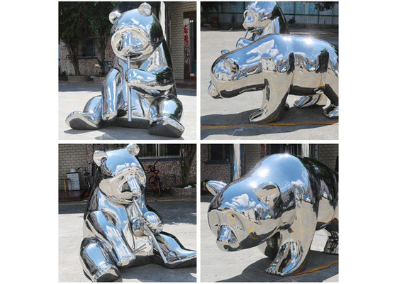 Contemporary Mirror Stainless Steel Bear Sculpture 55cm Height