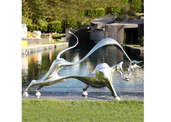 Goede prijs. Eigentijdse Decoratie Matt Stainless Steel Bull Sculpture met Grootte 180cm Lengte online