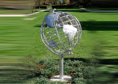Decorative Stainless Steel Sculpture With Semi - Meridian Globe Shape