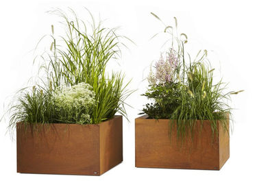 Contemporary Metal Planters Large Flower Pots Corten Steel Material