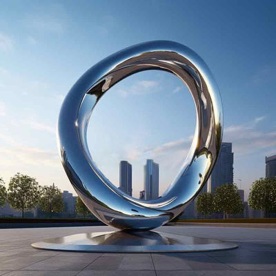 Goede prijs. Moderne esthetiek Metaalkunst Grote buiten spiegelstaal cirkel sculptuur online