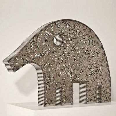 Goede prijs. Metalen bloem-olifantenbeeldhouwwerk van roestvrij staal Abstracte dierkunst voor binnen- en buitenruimtes online