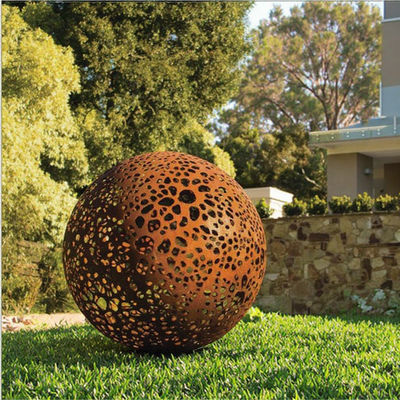 Goede prijs. Large Garden Decorative Weathered Corten Steel Rusted Hollow Metal Sphere online
