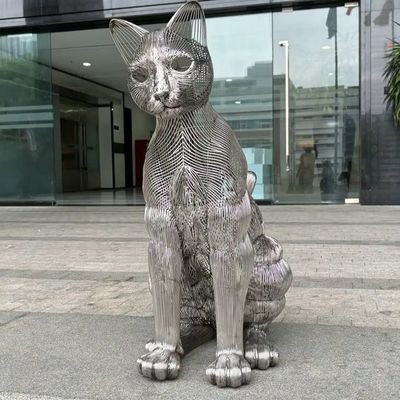 Goede prijs. Modern Art Cat Animal Decorative Metal Stainless Steel Sculpture Outdoor Large Statue Factory online