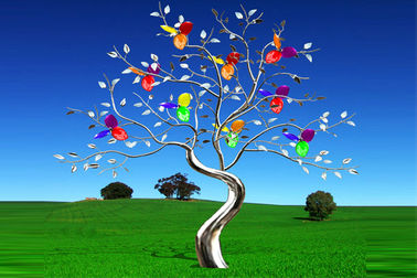 Goede prijs. Beeldhouwwerk van de het Roestvrije staalboom van het tuindecor het Kleurrijke Geschilderde voor het Plaatsen van Vierkant online