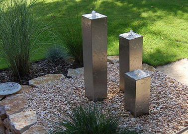 Square Cylinder Cascading Garden Water Fountain Feature Of Stainless Steel