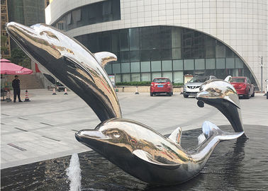 Goede prijs. Het levensechte Levensgrote van het het Beeldhouwwerkroestvrije staal van de Metaaldolfijn Openluchtbeeldhouwwerk voor Waterfontein online