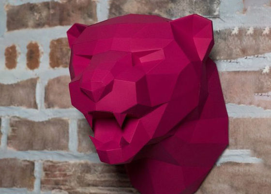 Goede prijs. Rose Painted Stainless Steel Leopard-Beeldhouwwerk 50cm Hoogte online