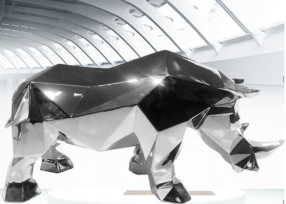 Goede prijs. De Rinocerosbeeldhouwwerk van het douanespiegel Opgepoetst Roestvrije staal online