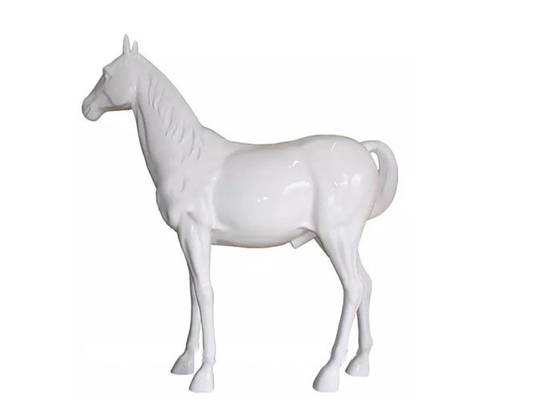 Goede prijs. Het moderne Witte Beeldhouwwerk van de Paard Openluchtglasvezel schilderde Levensgroot online