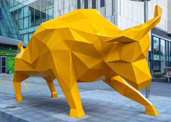 Goede prijs. Casting Life Size geschilderde stier Outdoor glasvezel beeldhouwwerk Publieke decoratie online
