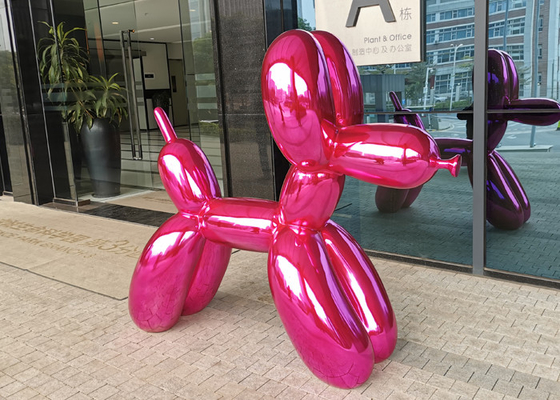 Goede prijs. Het moderne Art Hot Pink Balloon Dog-Beeldhouwwerk van de Hars Openluchtglasvezel online