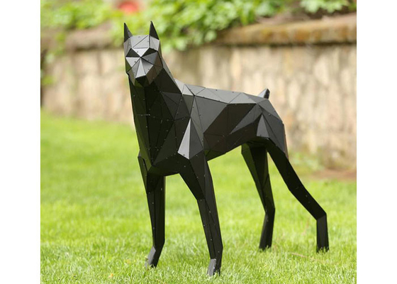 Beeldhouwwerk van de de Hond het Openluchtglasvezel van de tuindecoratie, het Standbeeld van Glasvezeldoberman
