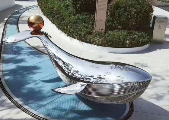 Goede prijs. Moderne buitenkunst walvis roestvrijstalen sculptuur openbare straatkunst gepolijst online
