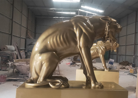 Gietend Levensgrote Geschilderde Dierlijke Glasvezel Grote Cat Sculpture Public Decoration
