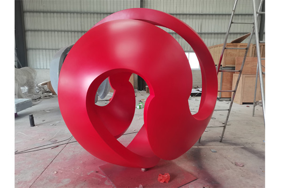 2M Red Painted Ball de Tuindecoratie van het Roestvrij staalbeeldhouwwerk