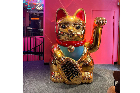 Goede prijs. Openlucht Groot Glasvezel Dierlijk Beeldhouwwerk Gouden Lucky Cat Statue online