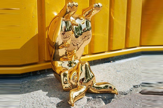 Moderne buitenversiering Spiegel Goud roestvrij staal konijnsculptuur