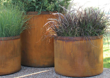 Goede prijs. Dozen van het Staalplanters van landschaps de Roestige Ronde Corten voor Waterdicht Plein online
