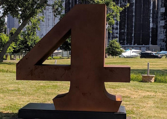 Openbaar Tuinpark Roestige Metalen Kunst Corten Staal Nummer 4 Beeldhouwwerk