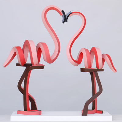 Goede prijs. Glasvezel Vogel Roze Tall Liefde van Flamingo's Beeldhouwwerk online
