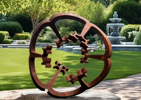 Gelast buitentuin staal beeldhouwwerk roestige metaal kunst bloem in Corten Duurzaam buitenversiering