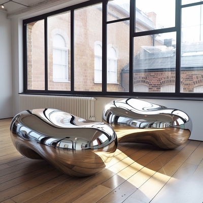 Impressies Sculpturen in roestvrij staal voor hotels en villa's van verschillende groottes