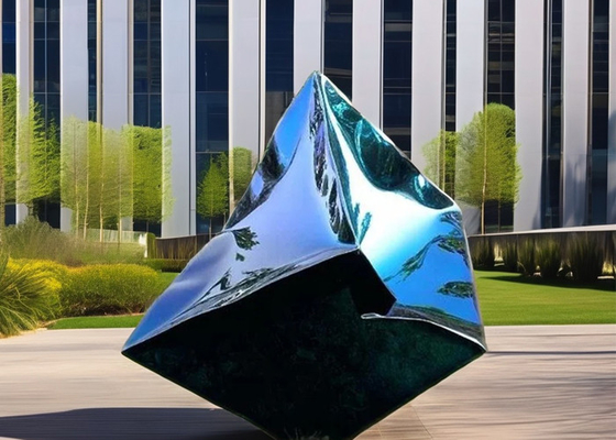 Goede prijs. Custom Grote buitentuin Decoratie Moderne kunst Metalen Abstracte standbeeld Kubus Roestvrij staal Beeldhouwwerk online