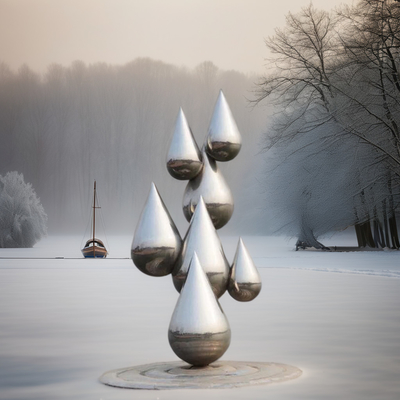 Goede prijs. Moderne roestvrijstalen beeldhouwwerk Spiegel gepolijst waterdruppelontwerp Indoor Outdoor Custom Welding Metal Ornaments online