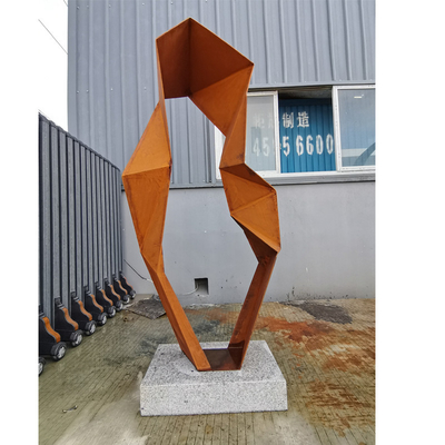 Abstract Geometrische 120 cm hoogte Corten Steel Weathering Sculpture met roestige afwerking
