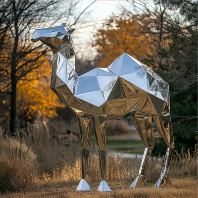 Goede prijs. 3D tekenen Spiegel gepolijst Geometrie Roestvrij staal Kamelsculptuur online
