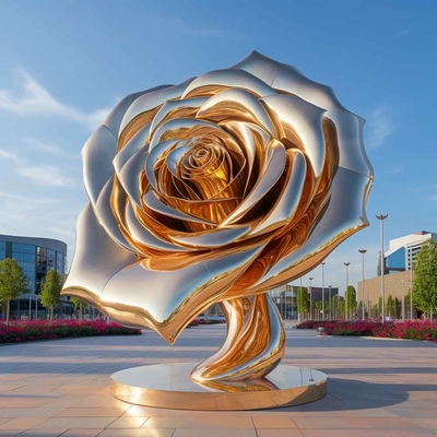 Goede prijs. Metalen beeldhouwwerk Vervaardiger Spiegel Goud Rozenbeeldhouwwerk van roestvrij staal online