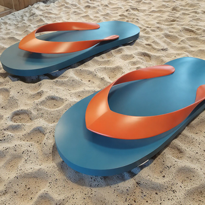 Goede prijs. Grote buitenflipflop sculptuur van roestvrij staal Publieke geschilderde metalen kunst online