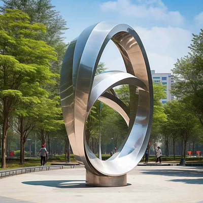 Goede prijs. Moderne buiten spiegel Abstracte roestvrijstalen knoppen beeldhouwwerk online