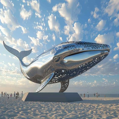 Goede prijs. Moderne decoratie van roestvrij staal walvis dolfijn dierbeeldhouwwerk buiten ambacht online