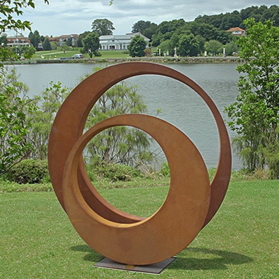 Goede prijs. Custom Rusty Outdoor Garden Metalen Kunst Corten Stalen Ring Beeldhouwwerk online