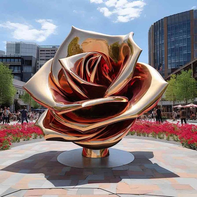 Uniek cadeau idee Elegante rozenbeeldhouwwerk van roestvrij staal Tuin kunstbeeldhouwwerk