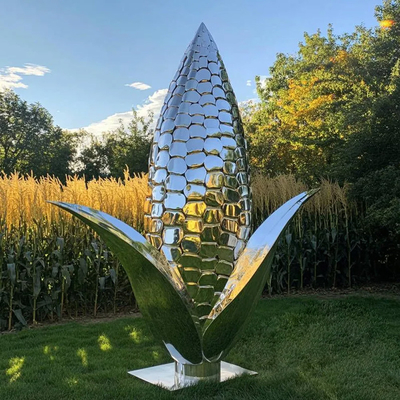 Luxe metalen buitenversiering roestvrij staal maïs sculptuur