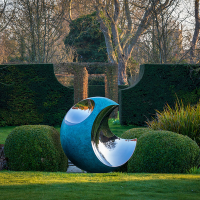 Goede prijs. Metalen halve maan kunstwerk roestvrij staal en brons maan beeldhouwwerk online