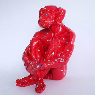 Goede prijs. Hedendaagse diamanthondensculptuur in glasvezel Opvallend kunstwerk voor hotel-office-tuinversiering online