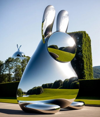 Roestvrijstalen Konijn Sculptuur Konijn Standbeeld Metalen Dier Fabrikant