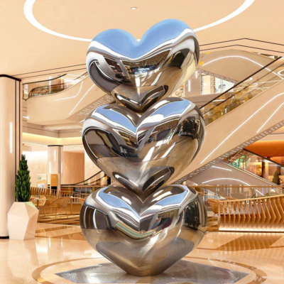 Goede prijs. Hoteldecoratie Spiegelafwerking Gestapeld Hart Roestvrijstalen Sculptuur online