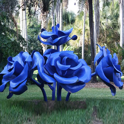 Goede prijs. Grote Moderne Tuin Decoratieve Openbare Kunst Geschilderde Roestvrij Stalen Bloemen Rozen Sculptuur online