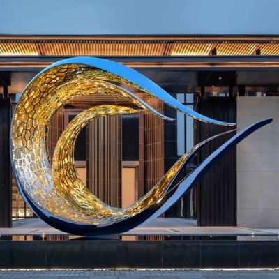 Goede prijs. Modern Wave-Inspired Stainless Steel Light Sculpture For Public Decoration online
